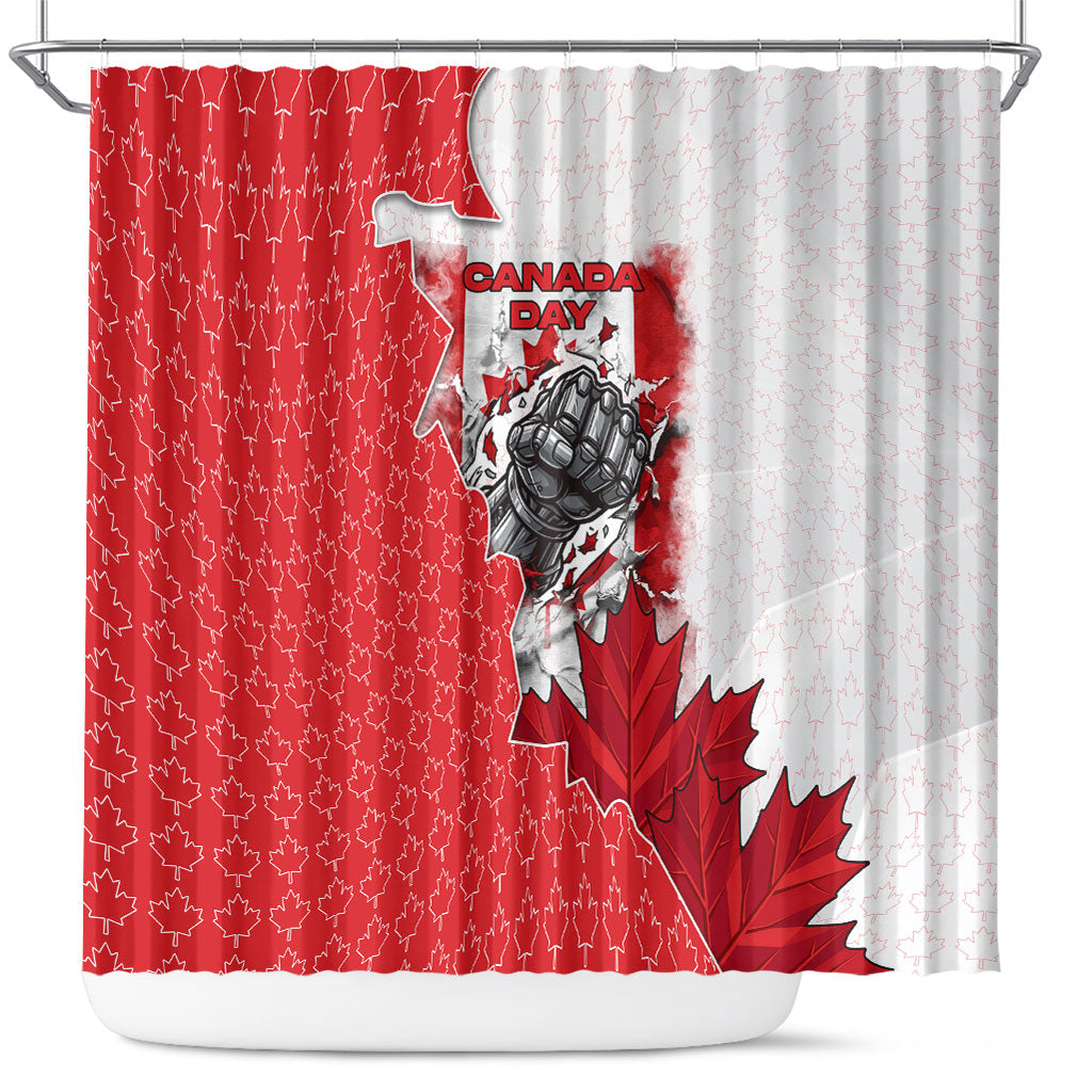 Canada Day Shower Curtain Patriotic Maple Leaf - Robotic Fist