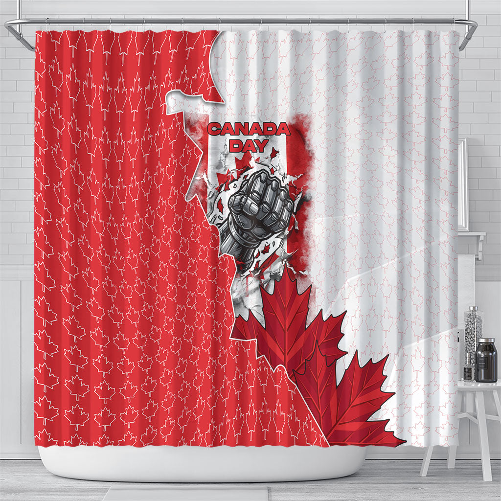 Canada Day Shower Curtain Patriotic Maple Leaf - Robotic Fist