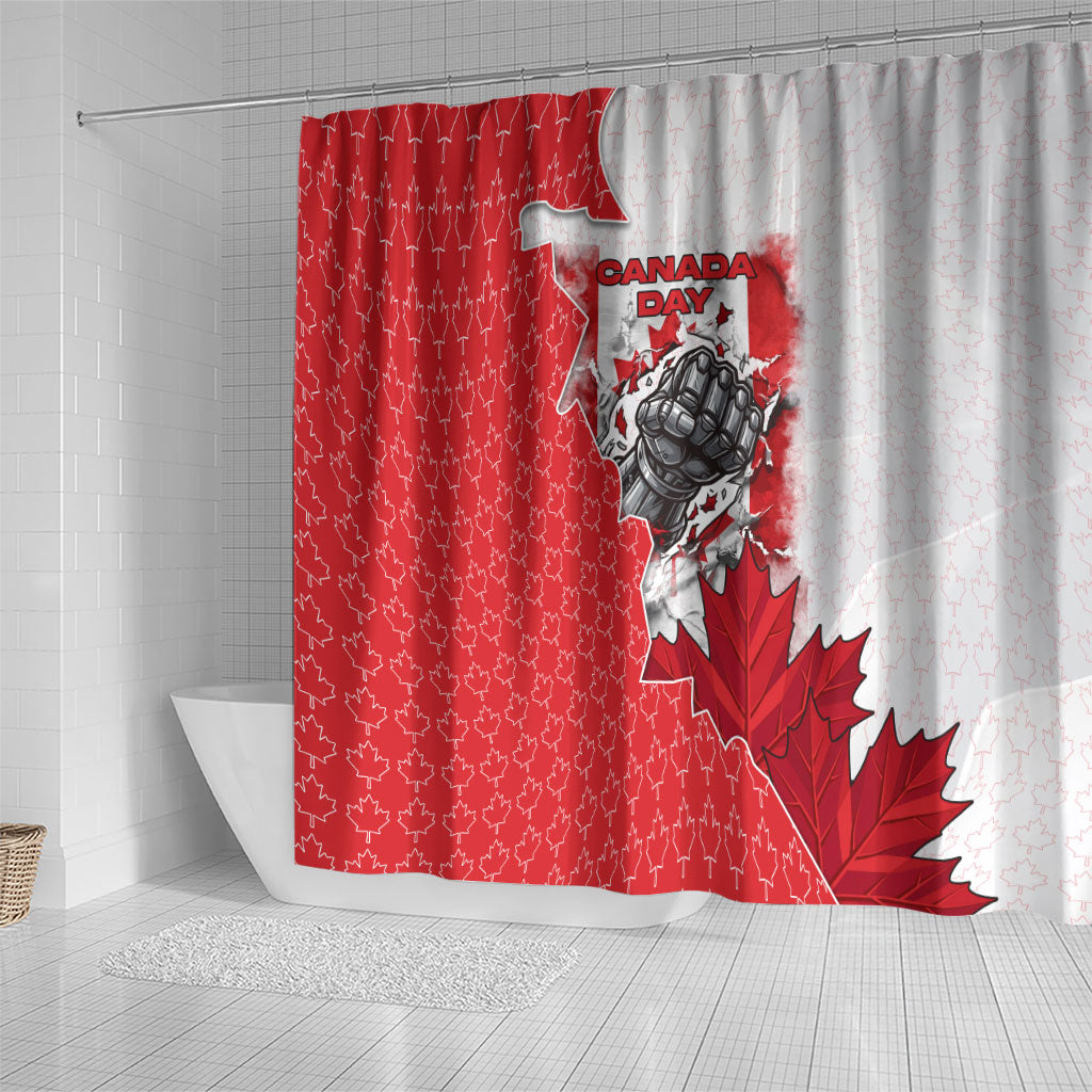 Canada Day Shower Curtain Patriotic Maple Leaf - Robotic Fist