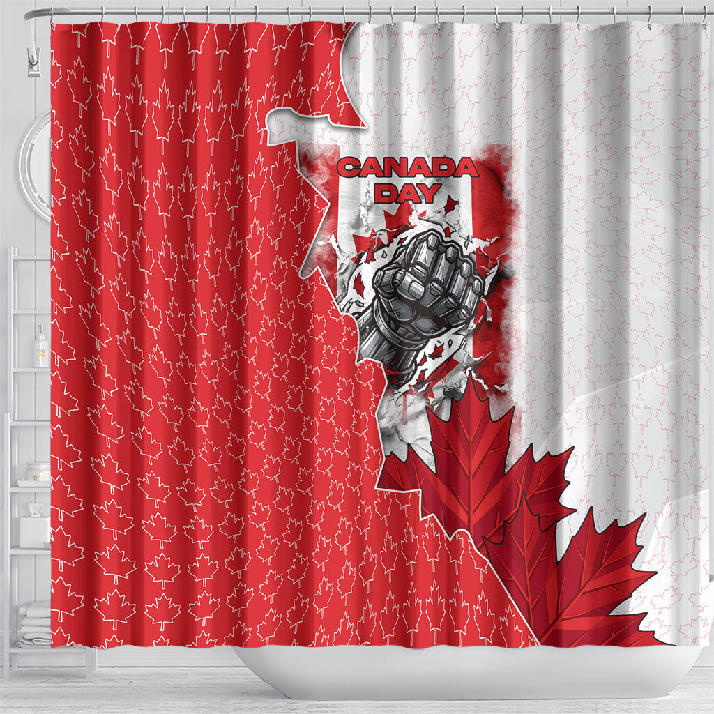 Canada Day Shower Curtain Patriotic Maple Leaf - Robotic Fist