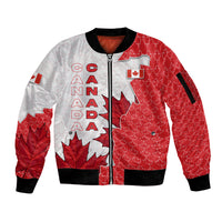 Canada Day Sleeve Zip Bomber Jacket Patriotic Maple Leaf - Robotic Fist