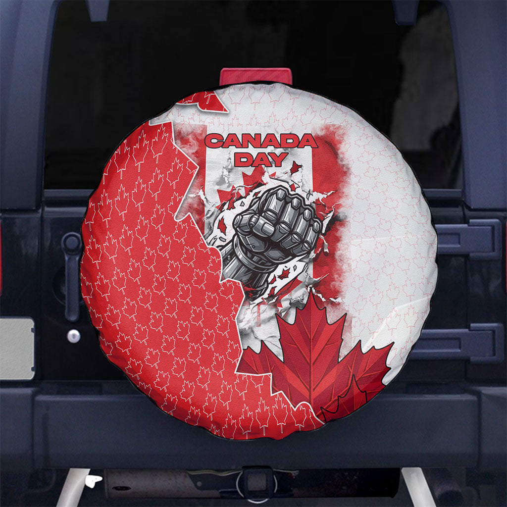 Canada Day Spare Tire Cover Patriotic Maple Leaf - Robotic Fist