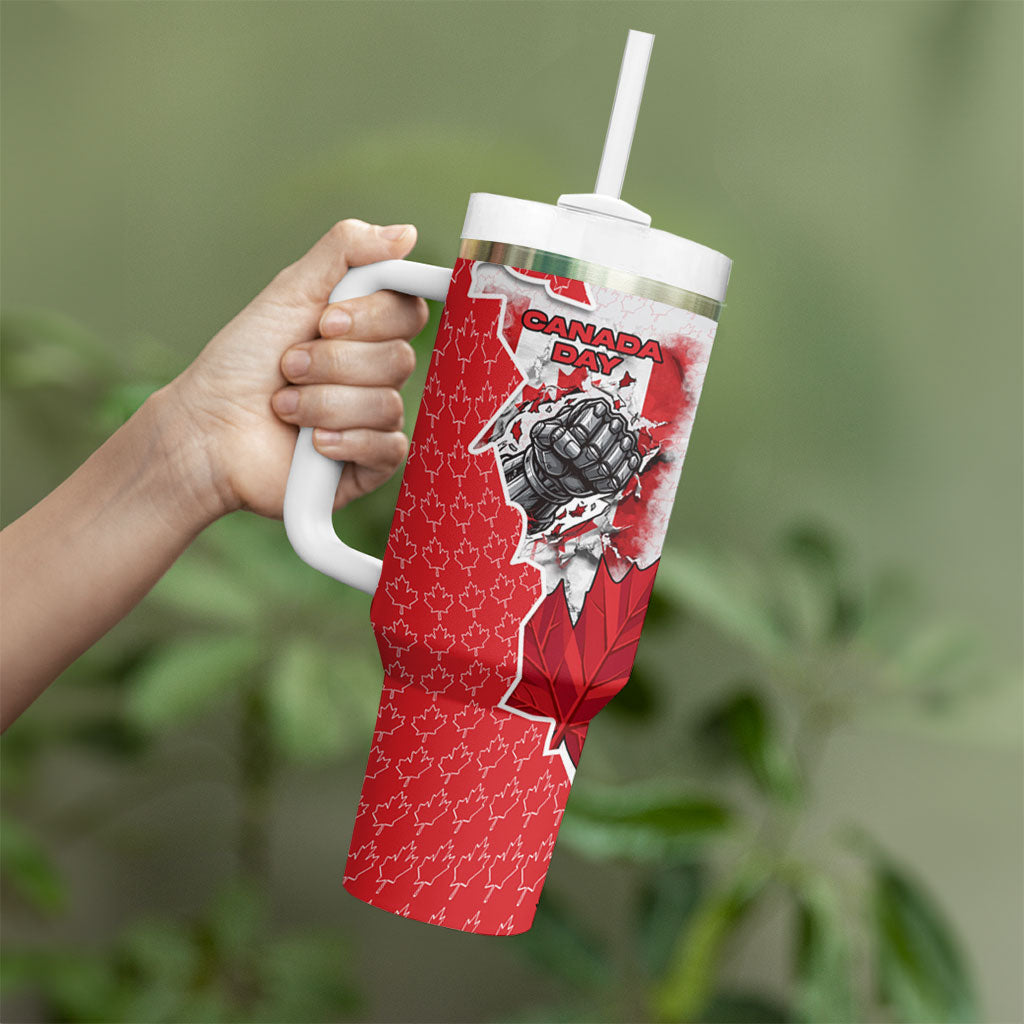 Canada Day Tumbler With Handle Patriotic Maple Leaf - Robotic Fist