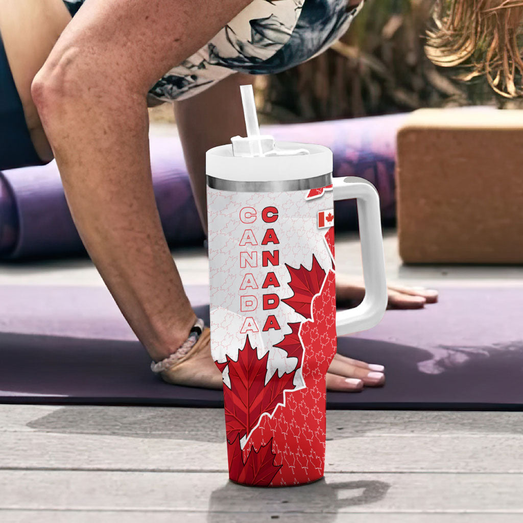 Canada Day Tumbler With Handle Patriotic Maple Leaf - Robotic Fist