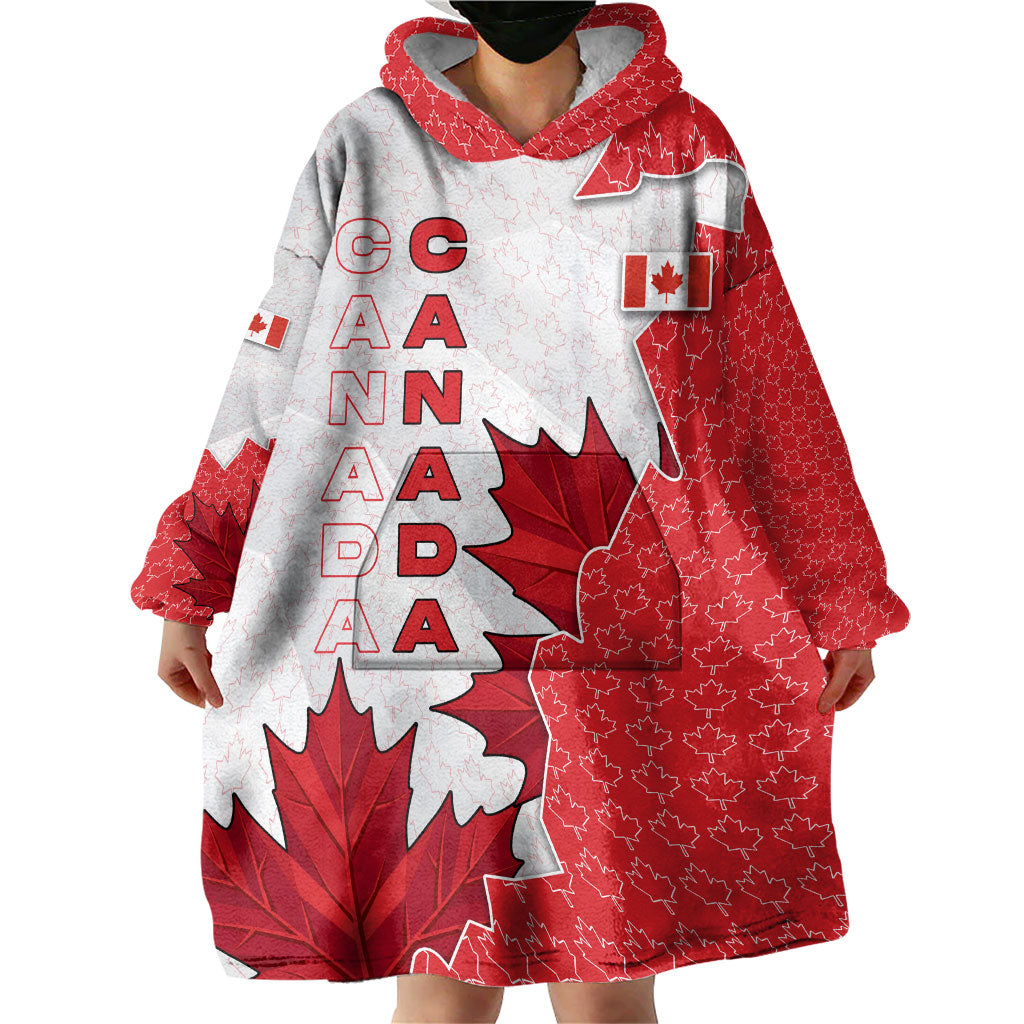 Canada Day Wearable Blanket Hoodie Patriotic Maple Leaf - Robotic Fist