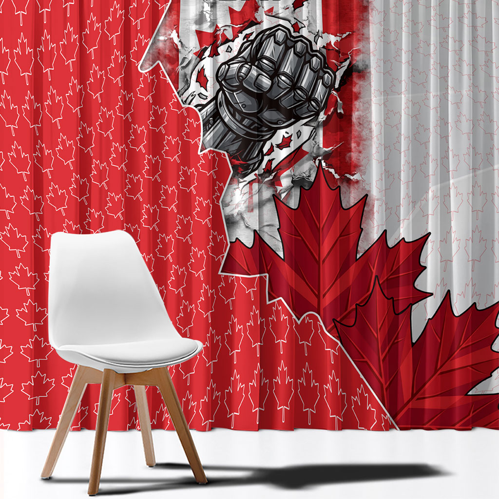 Canada Day Window Curtain Patriotic Maple Leaf - Robotic Fist