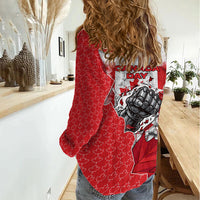 Canada Day Women Casual Shirt Patriotic Maple Leaf - Robotic Fist
