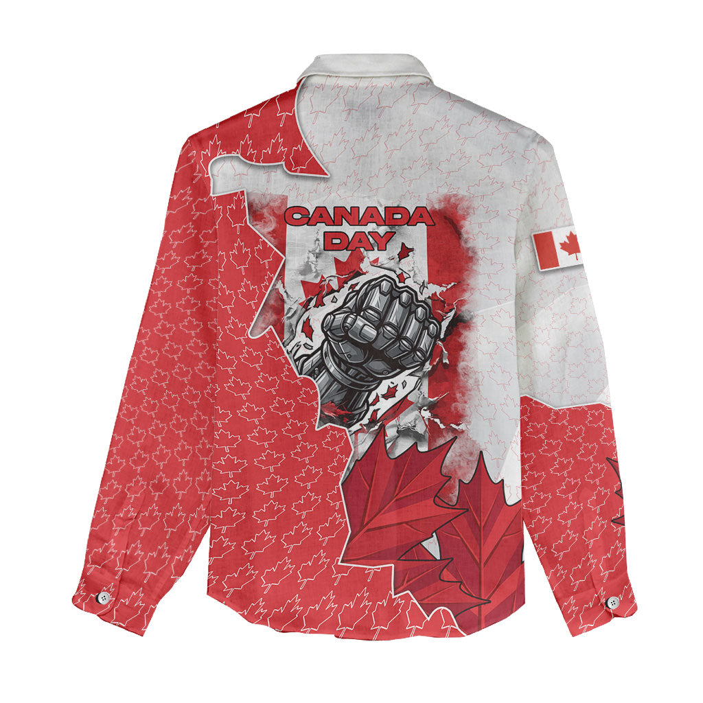 Canada Day Women Casual Shirt Patriotic Maple Leaf - Robotic Fist