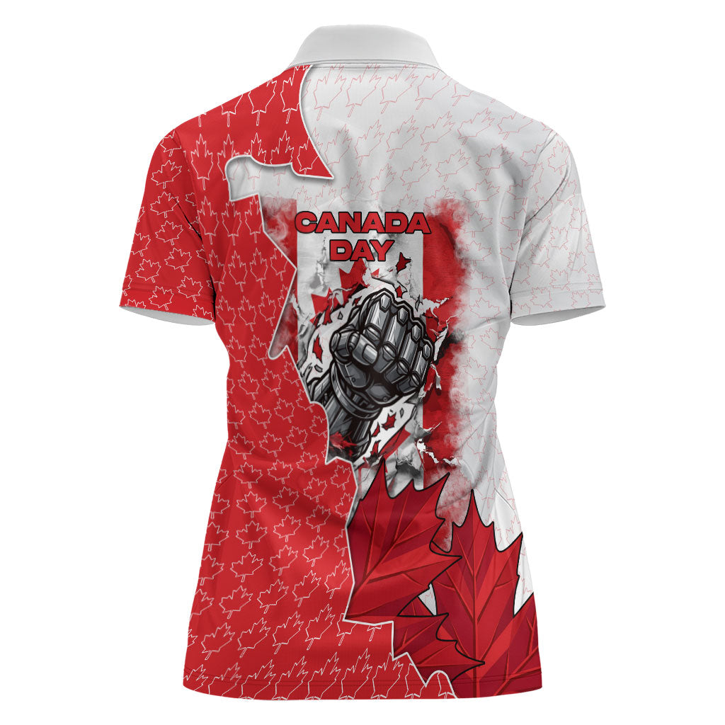 Canada Day Women Polo Shirt Patriotic Maple Leaf - Robotic Fist