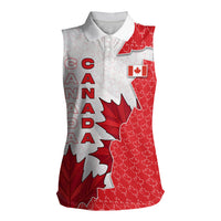 Canada Day Women Sleeveless Polo Shirt Patriotic Maple Leaf - Robotic Fist