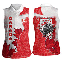 Canada Day Women Sleeveless Polo Shirt Patriotic Maple Leaf - Robotic Fist