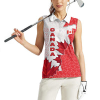 Canada Day Women Sleeveless Polo Shirt Patriotic Maple Leaf - Robotic Fist