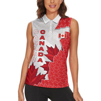 Canada Day Women Sleeveless Polo Shirt Patriotic Maple Leaf - Robotic Fist