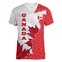 Canada Day Women V-Neck T-Shirt Patriotic Maple Leaf - Robotic Fist