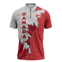 Canada Day Zipper Polo Shirt Patriotic Maple Leaf - Robotic Fist