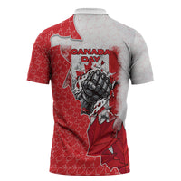 Canada Day Zipper Polo Shirt Patriotic Maple Leaf - Robotic Fist