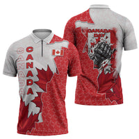 Canada Day Zipper Polo Shirt Patriotic Maple Leaf - Robotic Fist