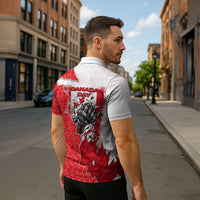 Canada Day Zipper Polo Shirt Patriotic Maple Leaf - Robotic Fist