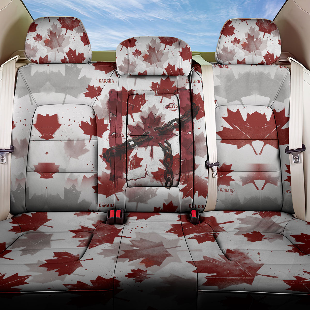 Canada Day Back Car Seat Cover Constitutional Autonomy 1982 Vintage - Broken Chains Freedom