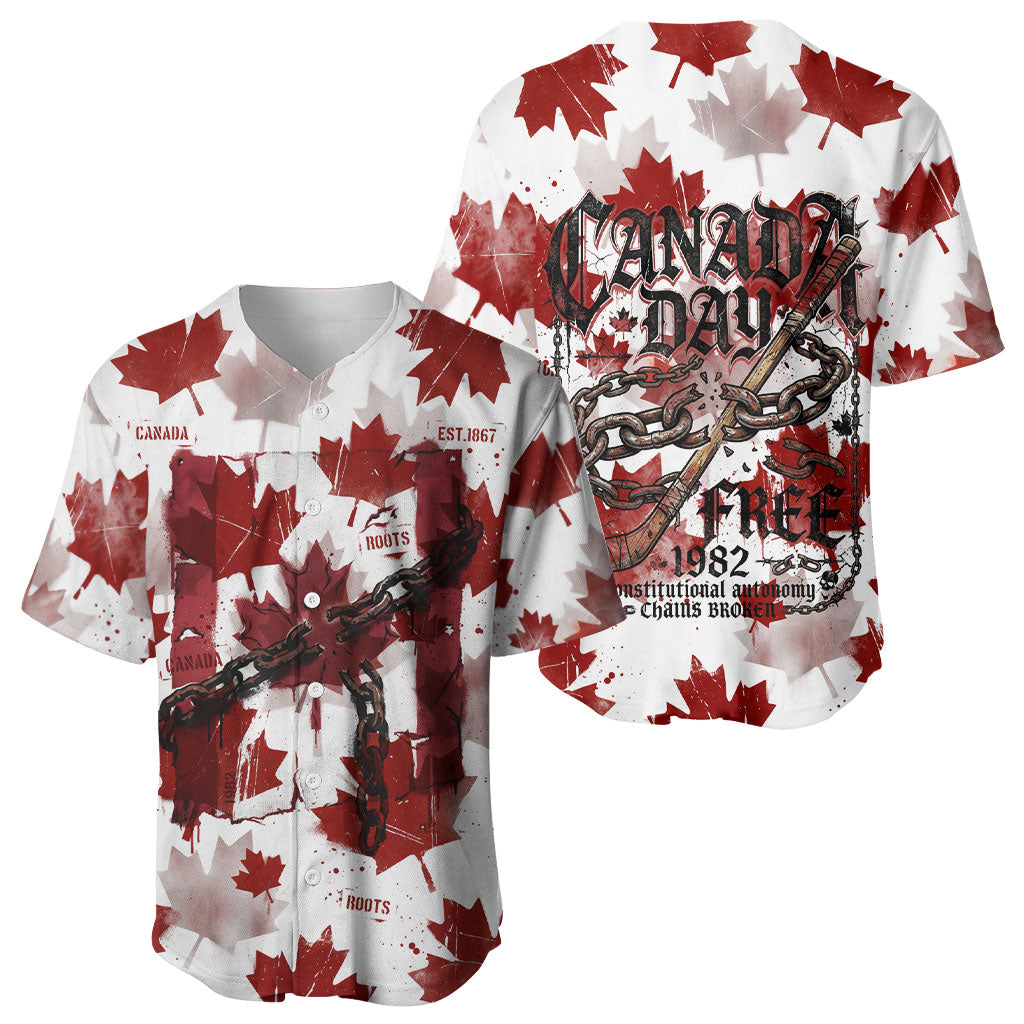 Canada Day Baseball Jersey Constitutional Autonomy 1982 Vintage - Broken Chains Freedom