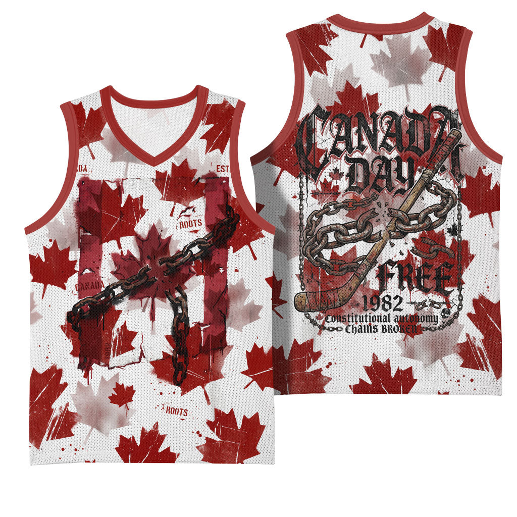 Canada Day Basketball Jersey Constitutional Autonomy 1982 Vintage - Broken Chains Freedom