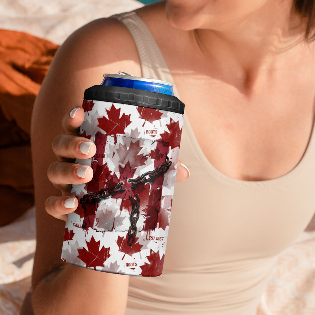 Canada Day 4 in 1 Can Cooler Tumbler Constitutional Autonomy 1982 Vintage - Broken Chains Freedom