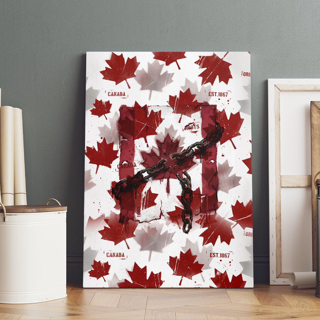 Canada Day Canvas Wall Art Constitutional Autonomy 1982 Vintage - Broken Chains Freedom