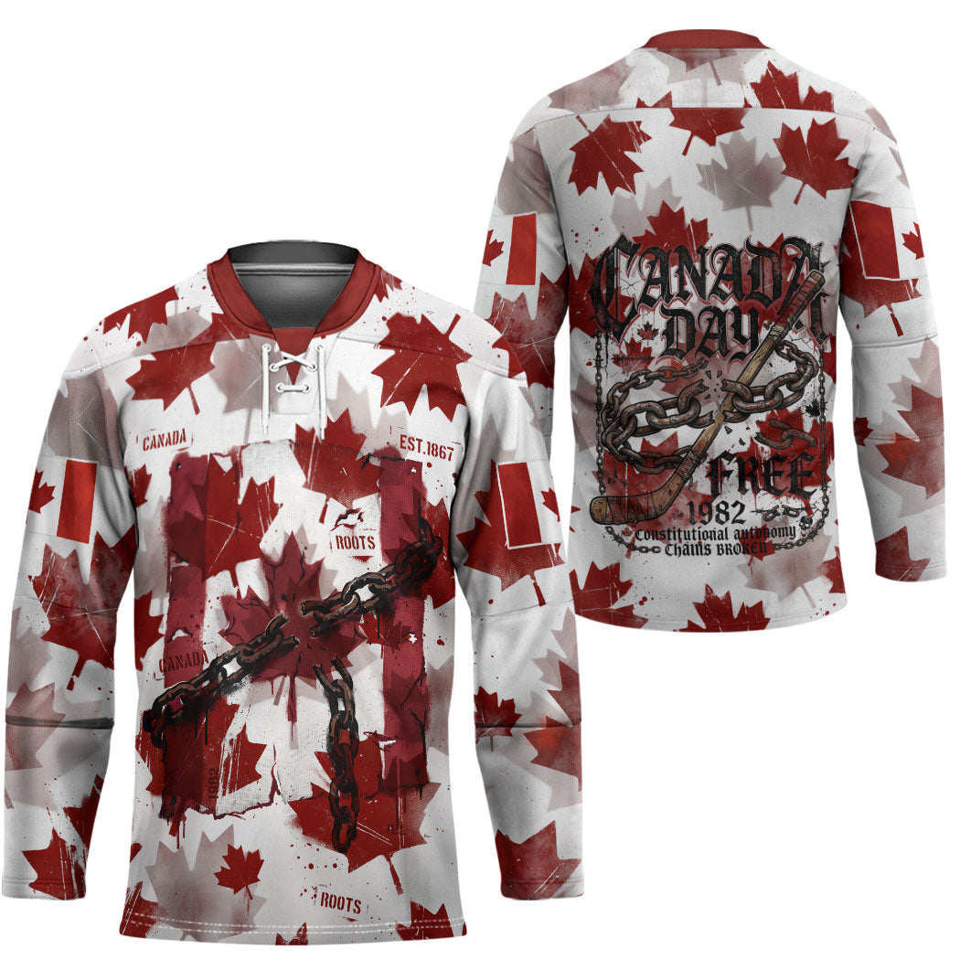 Canada Day Hockey Jersey Constitutional Autonomy 1982 Vintage - Broken Chains Freedom