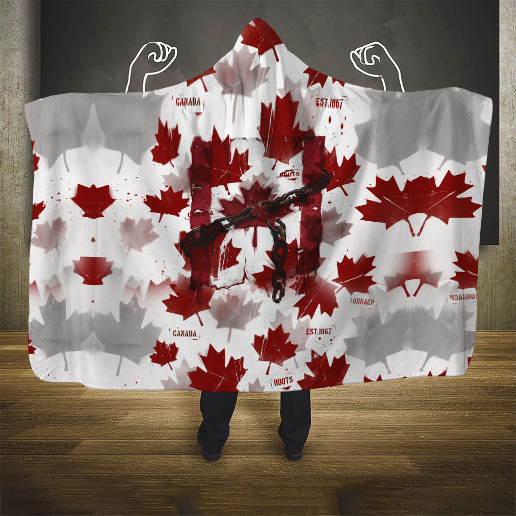 Canada Day Hooded Blanket Constitutional Autonomy 1982 Vintage - Broken Chains Freedom