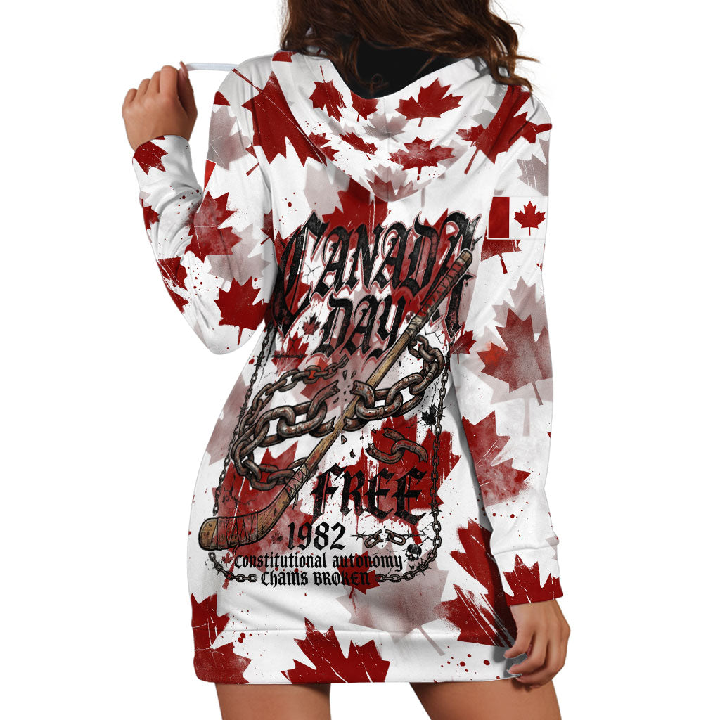 Canada Day Hoodie Dress Constitutional Autonomy 1982 Vintage - Broken Chains Freedom