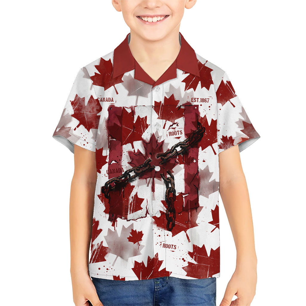 Canada Day Kid Hawaiian Shirt Constitutional Autonomy 1982 Vintage - Broken Chains Freedom