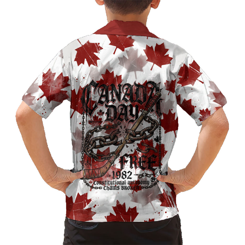Canada Day Kid Hawaiian Shirt Constitutional Autonomy 1982 Vintage - Broken Chains Freedom
