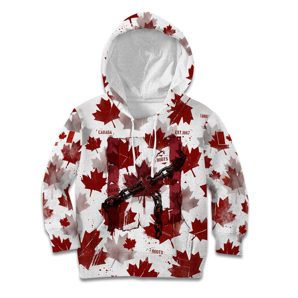 Canada Day Kid Hoodie Constitutional Autonomy 1982 Vintage - Broken Chains Freedom