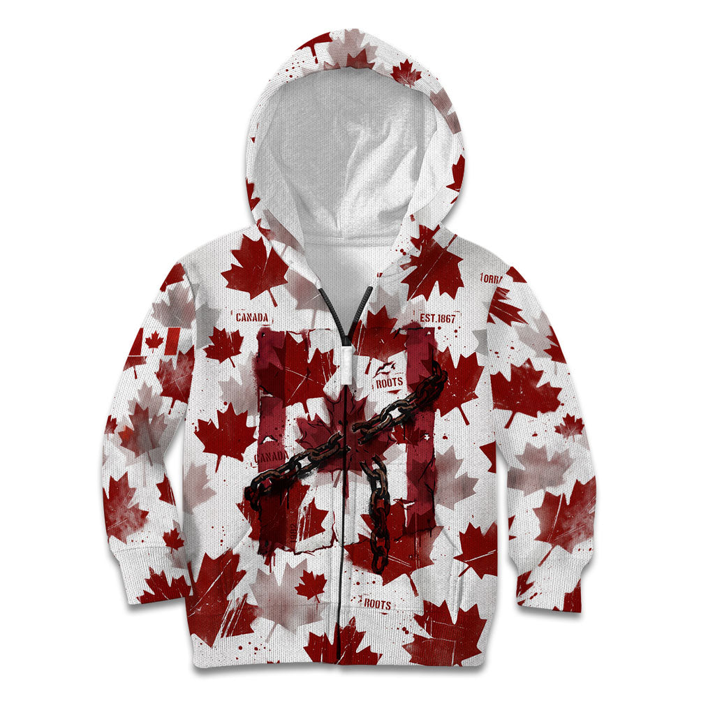 Canada Day Kid Hoodie Constitutional Autonomy 1982 Vintage - Broken Chains Freedom