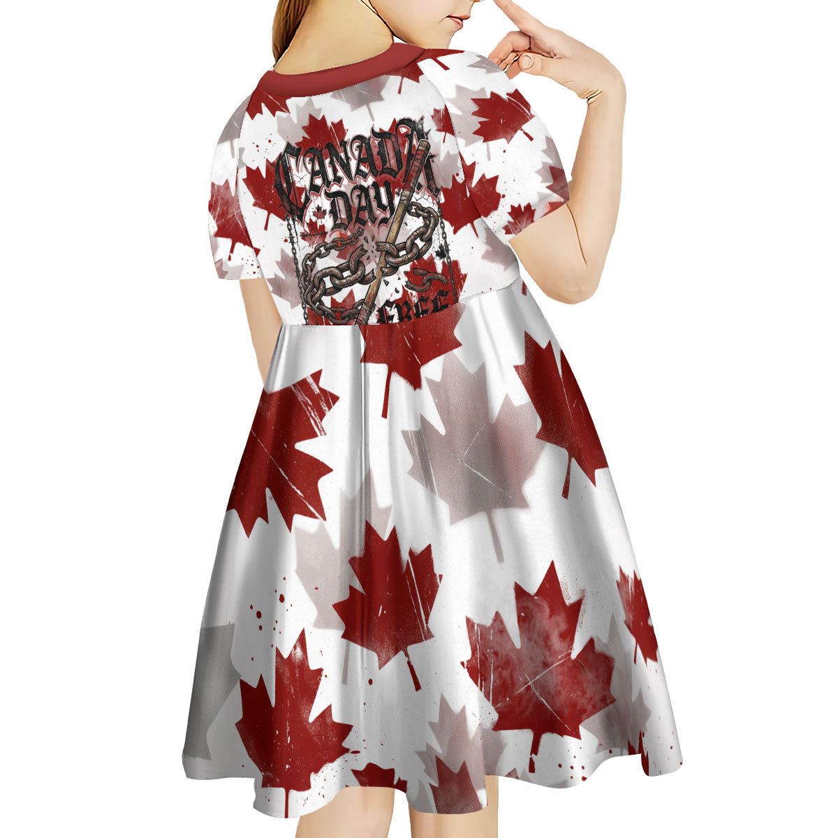 Canada Day Kid Short Sleeve Dress Constitutional Autonomy 1982 Vintage - Broken Chains Freedom