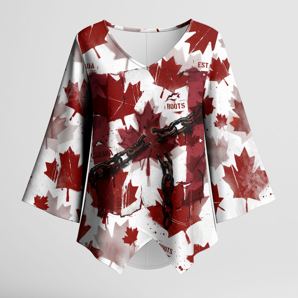 Canada Day Kimono Sleeve Blouse Constitutional Autonomy 1982 Vintage - Broken Chains Freedom
