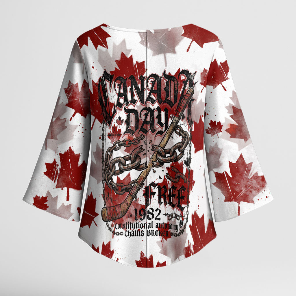 Canada Day Kimono Sleeve Blouse Constitutional Autonomy 1982 Vintage - Broken Chains Freedom