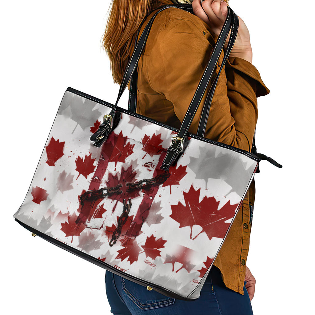 Canada Day Leather Tote Bag Constitutional Autonomy 1982 Vintage - Broken Chains Freedom