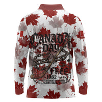 Canada Day Long Sleeve Polo Shirt Constitutional Autonomy 1982 Vintage - Broken Chains Freedom