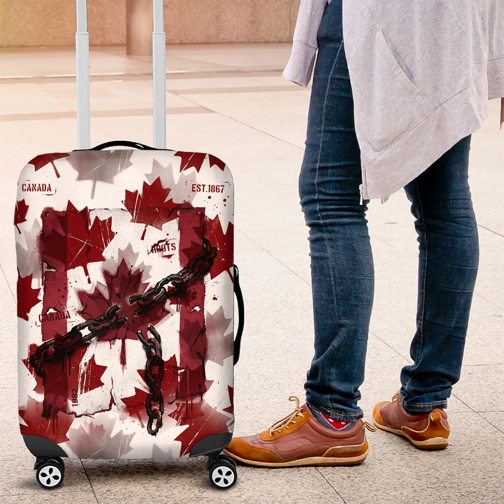 Canada Day Luggage Cover Constitutional Autonomy 1982 Vintage - Broken Chains Freedom