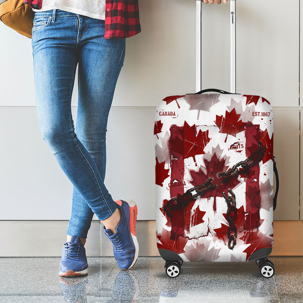 Canada Day Luggage Cover Constitutional Autonomy 1982 Vintage - Broken Chains Freedom
