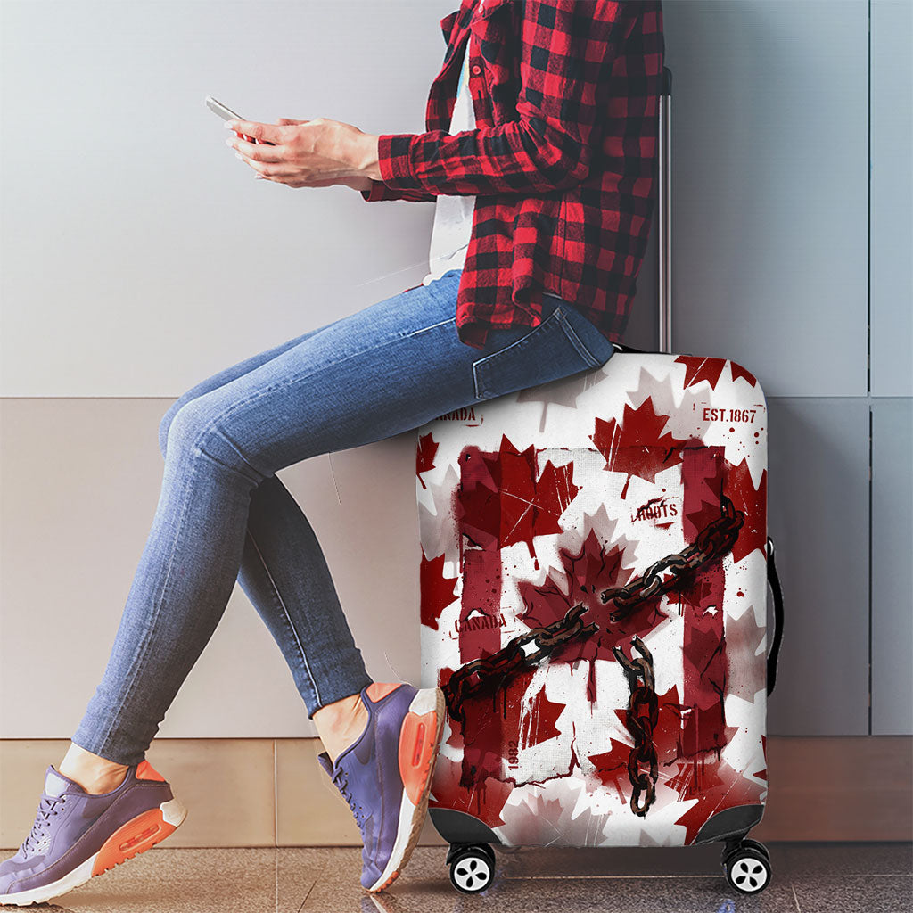 Canada Day Luggage Cover Constitutional Autonomy 1982 Vintage - Broken Chains Freedom