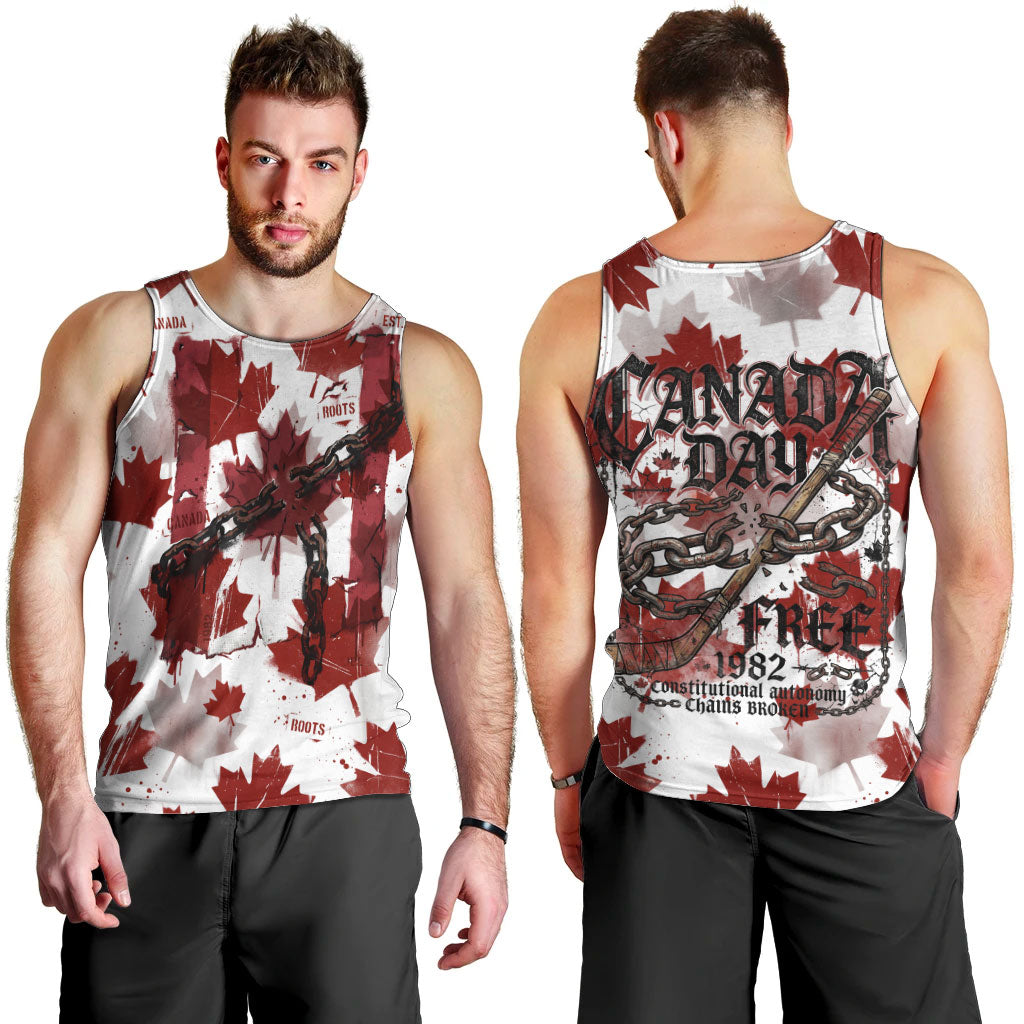 Canada Day Men Tank Top Constitutional Autonomy 1982 Vintage - Broken Chains Freedom