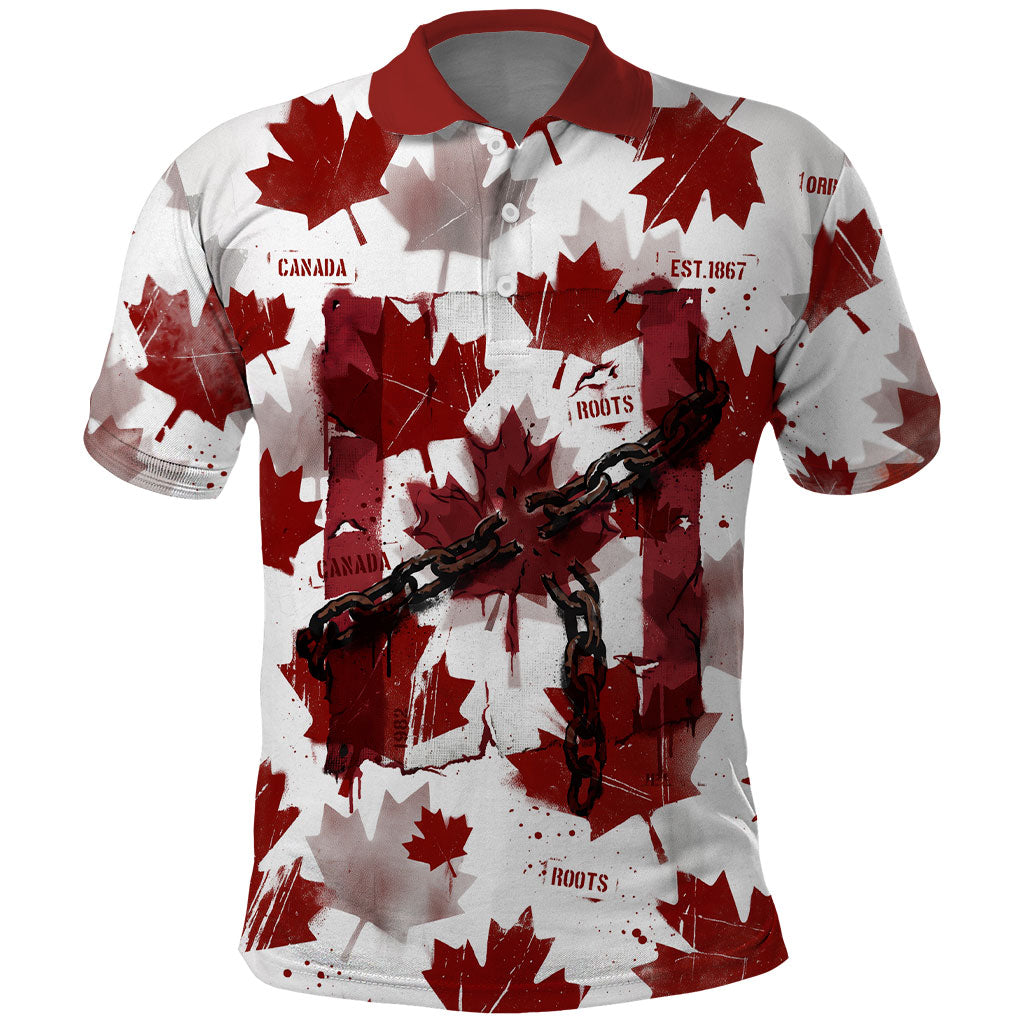 Canada Day Polo Shirt Constitutional Autonomy 1982 Vintage - Broken Chains Freedom