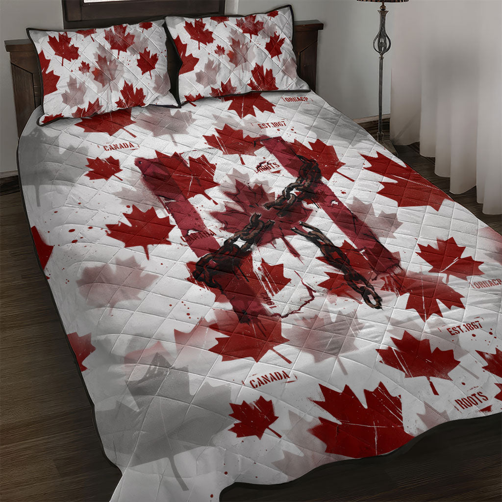 Canada Day Quilt Bed Set Constitutional Autonomy 1982 Vintage - Broken Chains Freedom