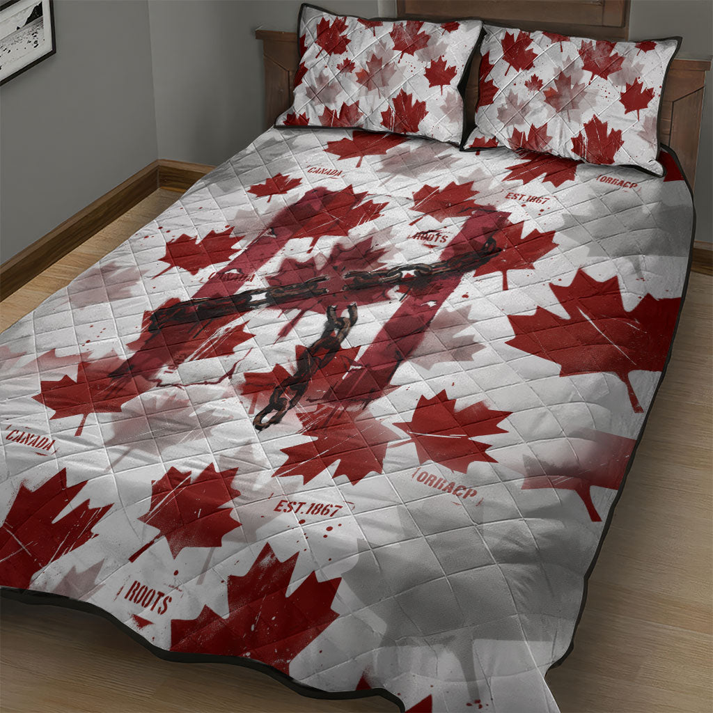 Canada Day Quilt Bed Set Constitutional Autonomy 1982 Vintage - Broken Chains Freedom