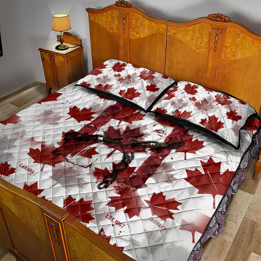 Canada Day Quilt Bed Set Constitutional Autonomy 1982 Vintage - Broken Chains Freedom