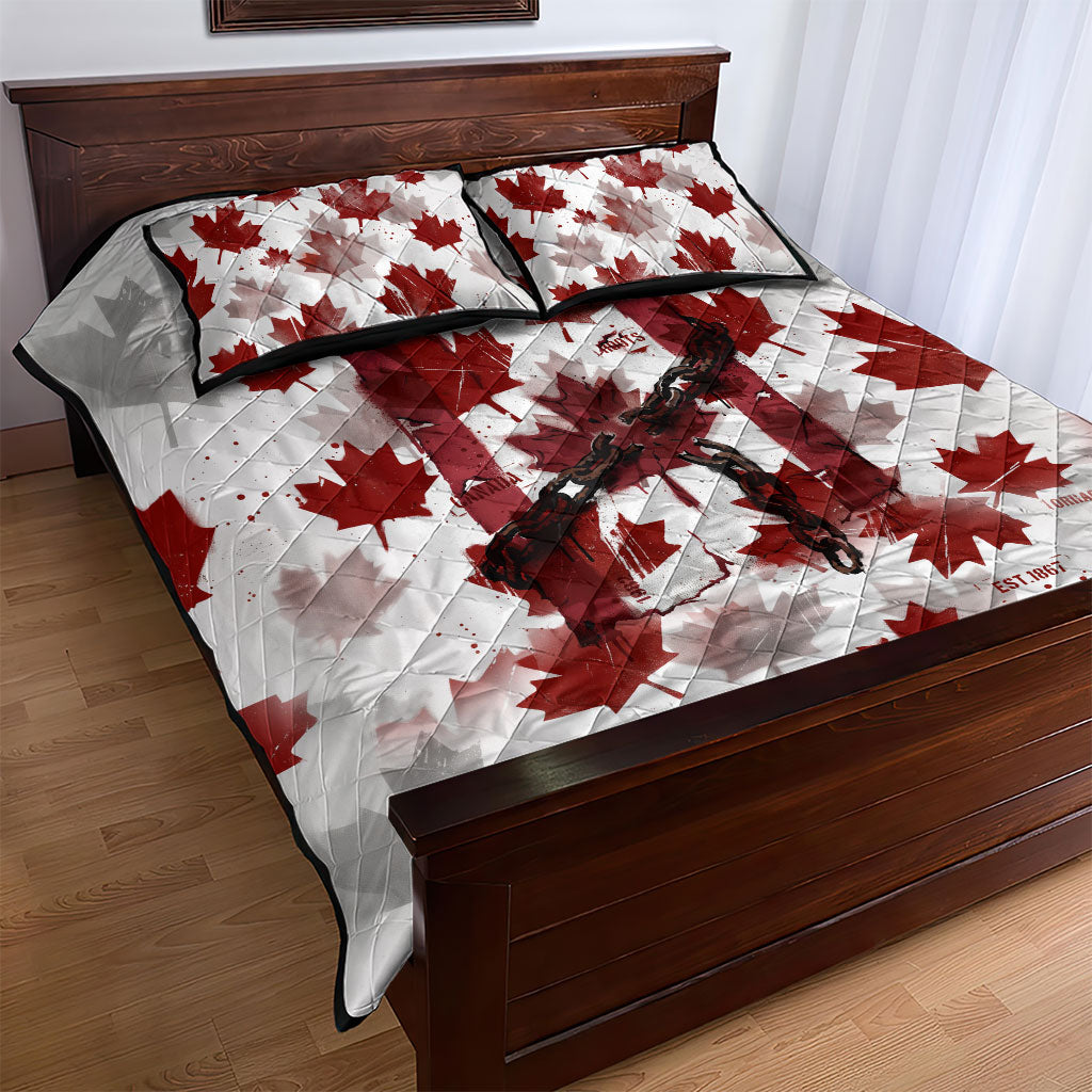 Canada Day Quilt Bed Set Constitutional Autonomy 1982 Vintage - Broken Chains Freedom
