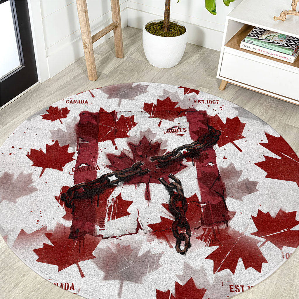 Canada Day Round Carpet Constitutional Autonomy 1982 Vintage - Broken Chains Freedom