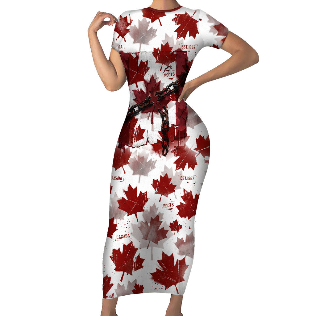 Canada Day Short Sleeve Bodycon Dress Constitutional Autonomy 1982 Vintage - Broken Chains Freedom